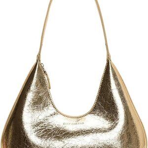 Women's Metallic Hobo Shoulder Bags Top Handle Handbag Zipper Purses